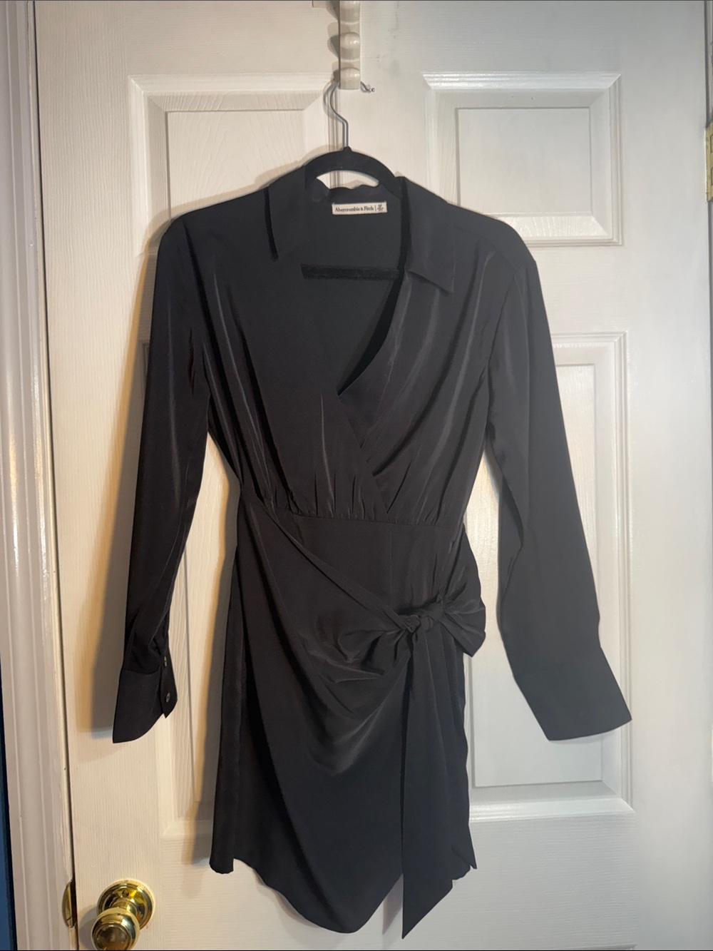 Abercrombie & Fitch Black Long Sleeve Wrap-Knot Dress